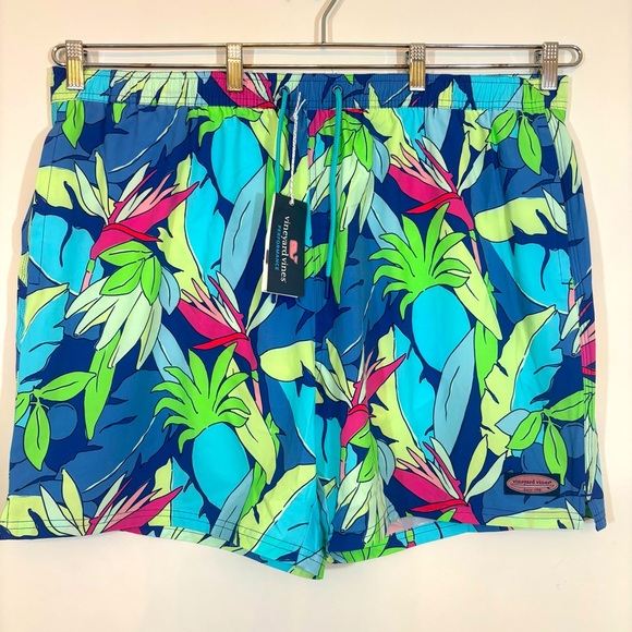 Vineyard Vines Performance Blue Green Tropical Men’s Chappy Swim Trunks Sz XXL - Picture 1 of 13